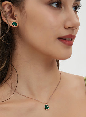 一饰小词孔雀石925银项链轻奢