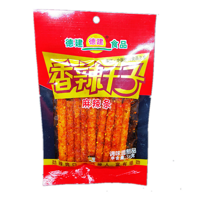 德建食品香辣干子麻辣条麻辣味素食蹄筋大面筋36g*10包休闲零食 - 图3