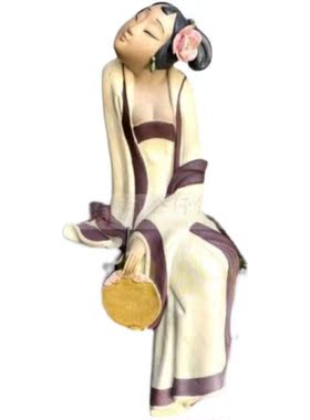 石湾公仔摆件陶瓷闲情美女