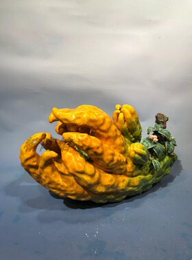 陶瓷招财中式佛手瓜工艺品摆件