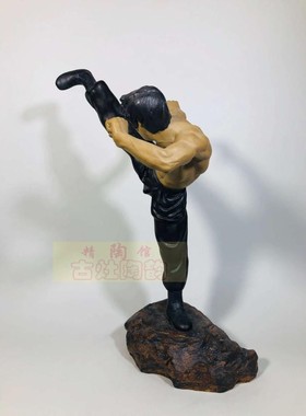 石湾公仔仿真李小龙功夫装饰摆件