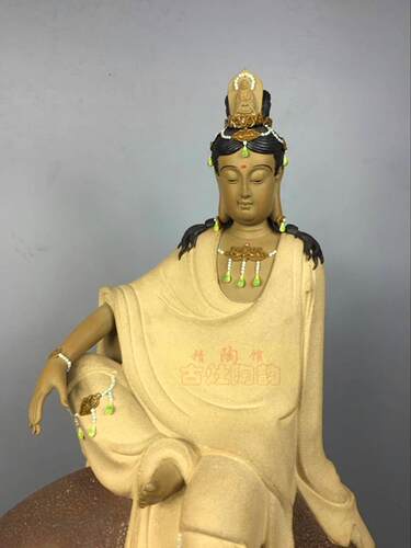 陶瓷工艺品石湾公仔家居装饰品礼品客厅招财摆件莲花幽香观音促销 - 图3