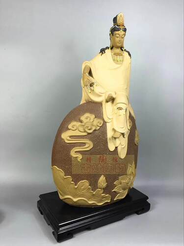 陶瓷工艺品石湾公仔家居装饰品礼品客厅招财摆件莲花幽香观音促销 - 图1