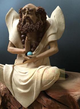 石湾公仔书房风水达摩礼佛工艺品