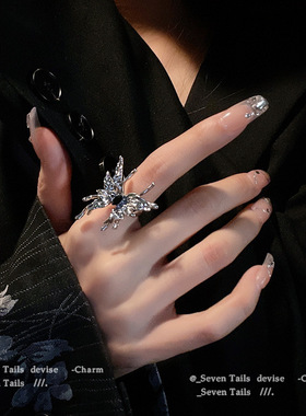 欧美夸张液体蝴蝶戒指女复古镀银时尚骨碟开口指环气质百搭食指戒