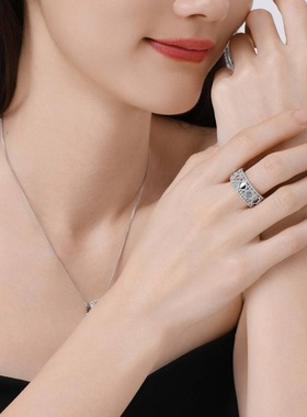 几何网格戒指女简约时尚百搭气质开口指环ins风网红设计感食指戒