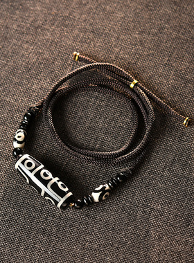 九眼天珠项链男士吊坠锁骨链女