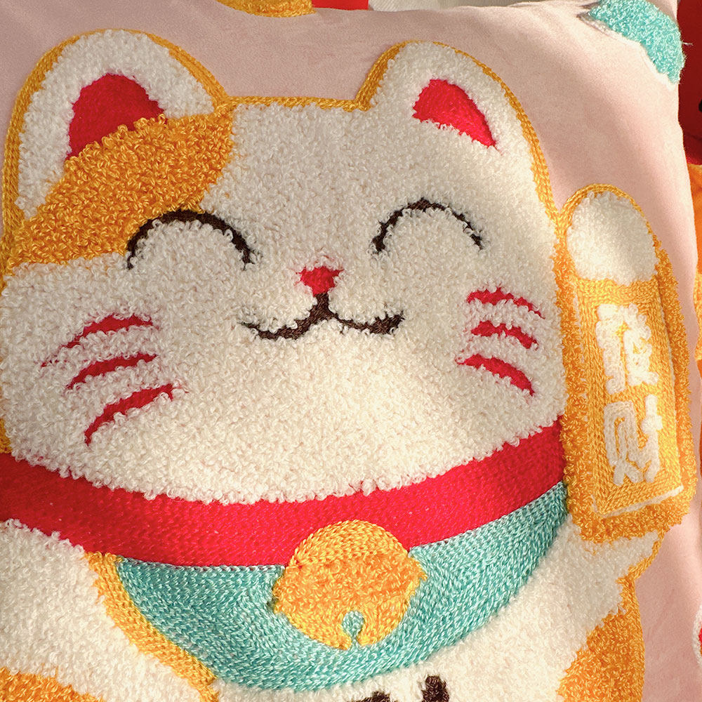 发财猫绣花抱枕福字沙发客厅轻奢高级感红色新品靠垫新年靠枕刺绣,淘宝优惠券,粉丝福利购,淘宝优惠卷
