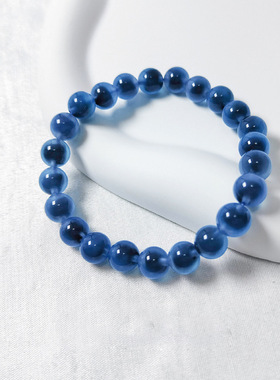 天然冰透蓝糖心玛瑙手串