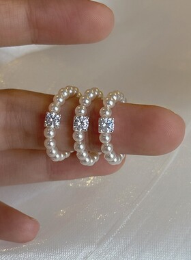 耳饰女高级感小众设计女轻奢高级感串珠指环莫桑石珍珠弹力戒指