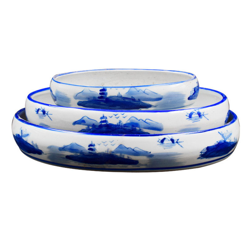 吸水石盆上水石假山陶瓷盆水仙多肉盆水培微景观椭圆形盆景底座,淘宝优惠券,粉丝福利购,淘宝优惠卷