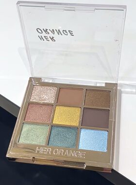 清冷薄荷曼波绿！herorange爆款九色眼影盘爆闪珠光哑光日常淡妆