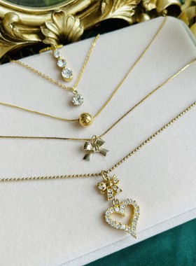 莱茵石水钻生日桃心颈链吊坠