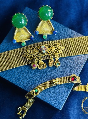 打标绿松彩宝老琉璃手链