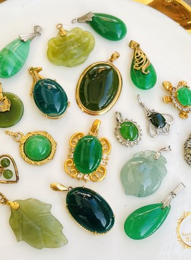 日本进口60年代天然碧石镶嵌项链