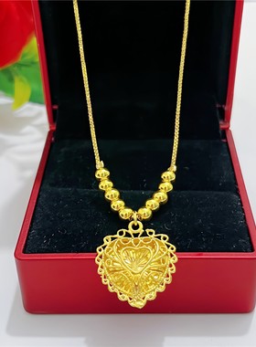 新款沙金项链女饰品轻奢设计小众高级感简约转运珠闺蜜手饰礼物