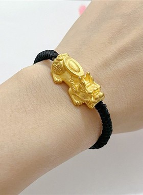 新款蛇年本命年沙金十二生肖手链男女款手工转运珠手串国风饰品