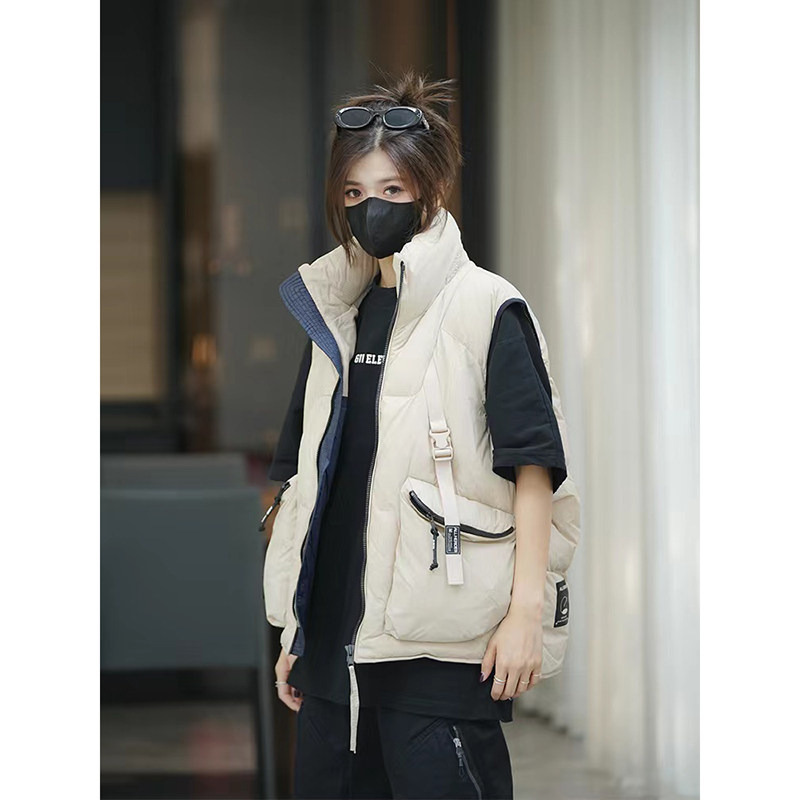 90白鸭绒 国潮机能潮流工装羽绒马甲男女羽绒背心坎肩外套情侣装,淘宝优惠券,粉丝福利购,淘宝优惠卷