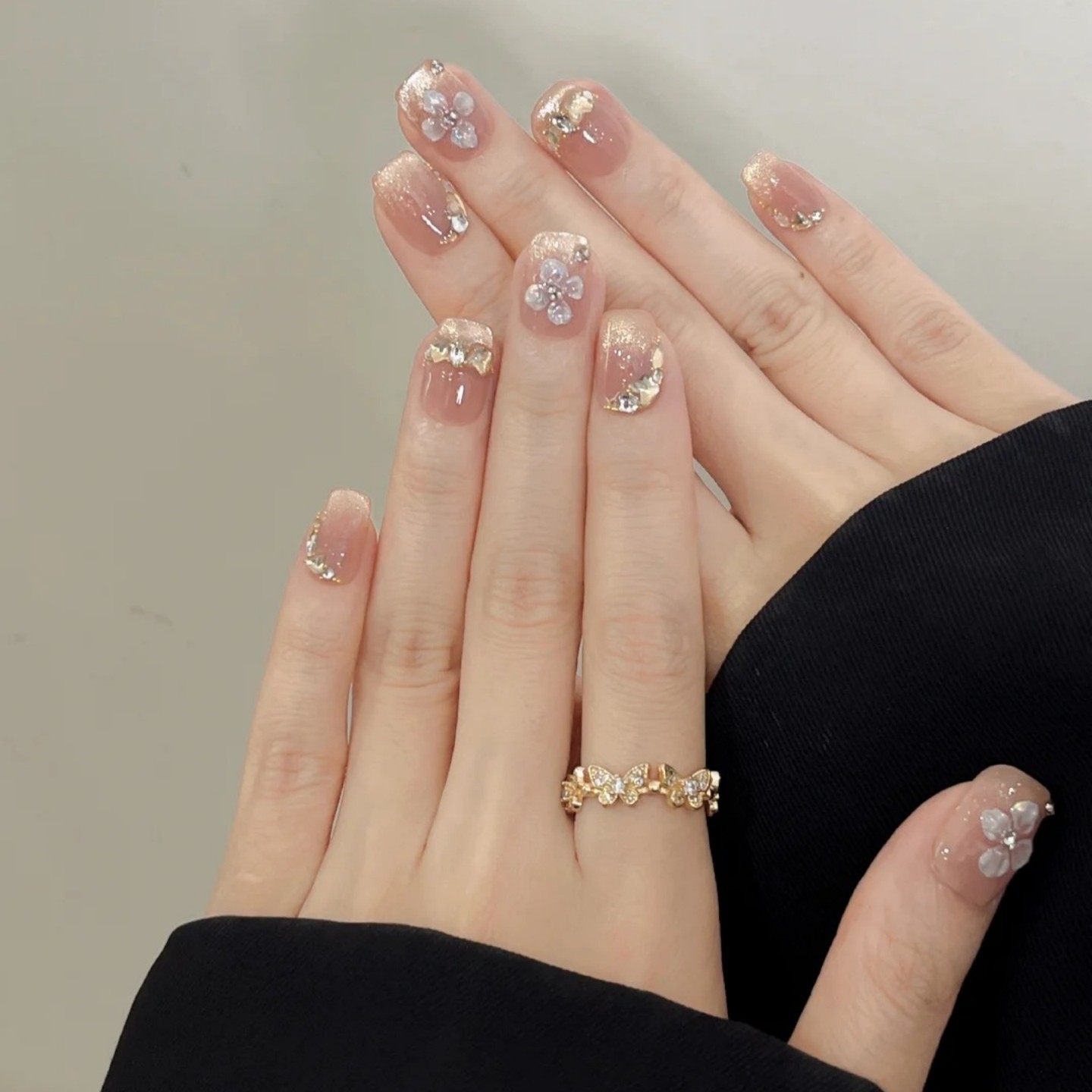 金光猫眼花花美甲穿戴甲手工短款温柔日常渐变成品纯欲高级感立体,淘宝优惠券,粉丝福利购,淘宝优惠卷