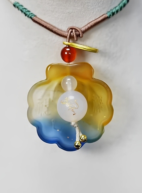 属猴人六字箴言吊坠贝壳福禄挂件