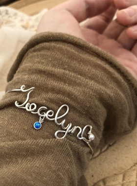 [M.G] 纯手工 定制 925纯银 加粗1.02mm 名字手环 字母手镯 礼物