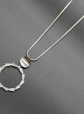 高级感水晶欧美配饰长款毛衣链