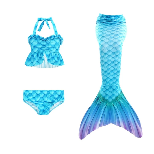 Детский купальник, наряд маленькой принцессы, раздельный комплект, крой «рыбий хвост», 3 предмета