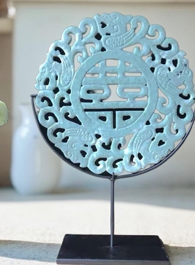 新中式风平安扣白色镂空玉璧