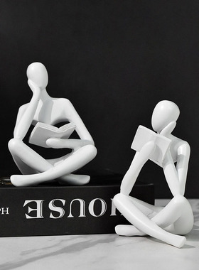 新款创意抽象人物树脂装饰品看书思考者摆件客厅书房酒柜家居礼品