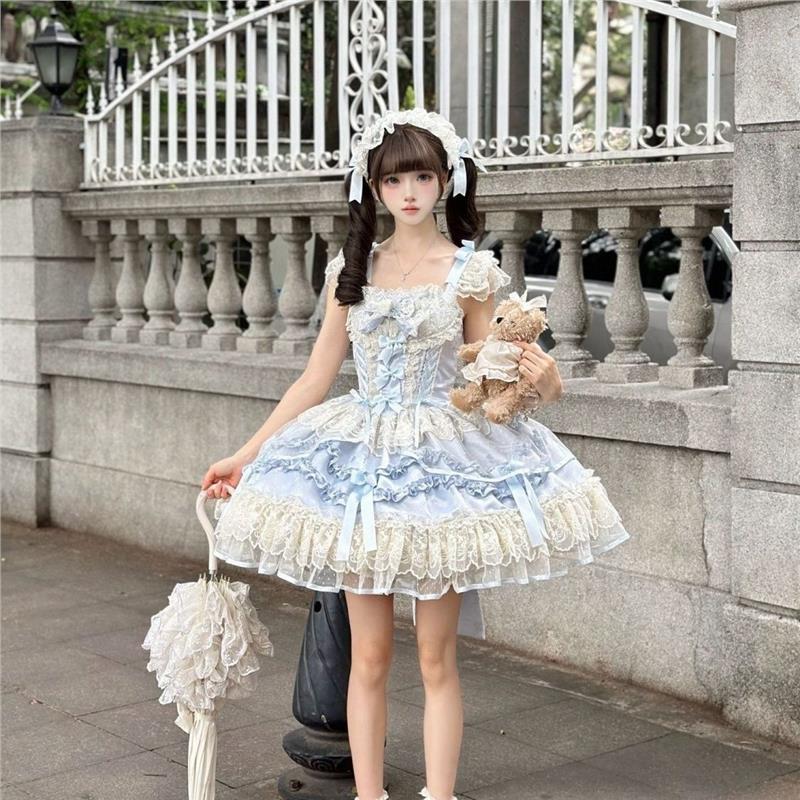 ~白糖少女原创设计新品Lolita洋装芭蕾风jsk吊带连衣裙 - 图0