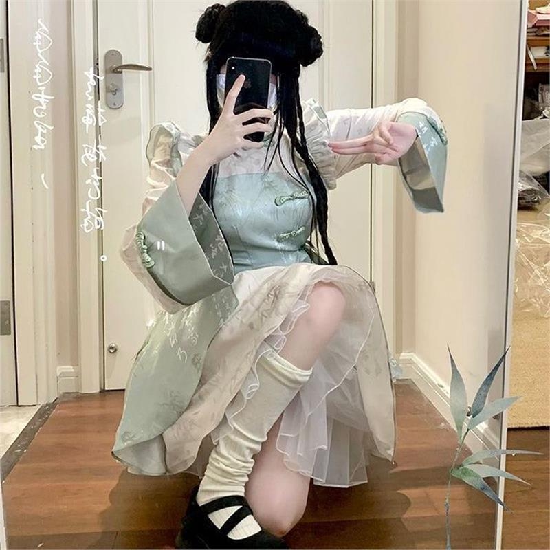 现货【竹杳】洛丽塔甜诱少女原创中式改良旗袍lolita汉服OP连衣裙 - 图2