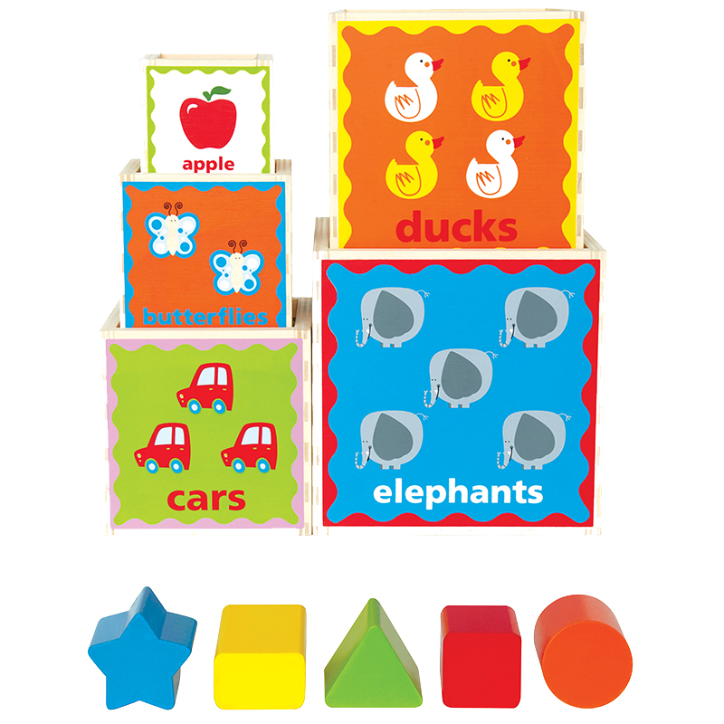 Hape知识套盒儿童益智力玩具2岁+宝宝婴幼早教积木大块木制男女孩 - 图3