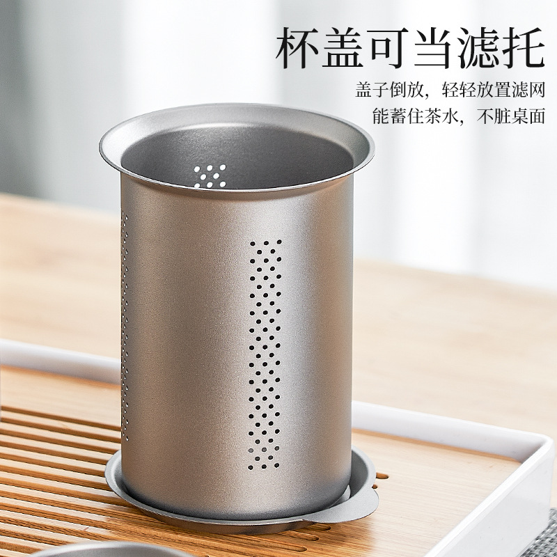 纯钛鹰嘴旅行茶具便携套装泡茶器露营茶杯茶壶功夫茶户外双层杯子 - 图0