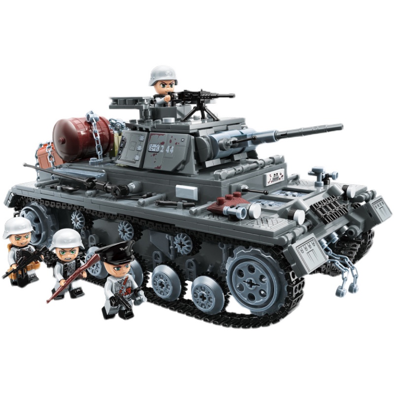 启蒙积木军事系列21028坦克战斗机组装模型小颗粒拼插玩具礼物 - 图3
