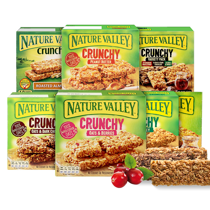 NatureValley天然山谷燕麦棒谷物棒粗粮代餐饼干饱腹食能量棒6盒 - 图0