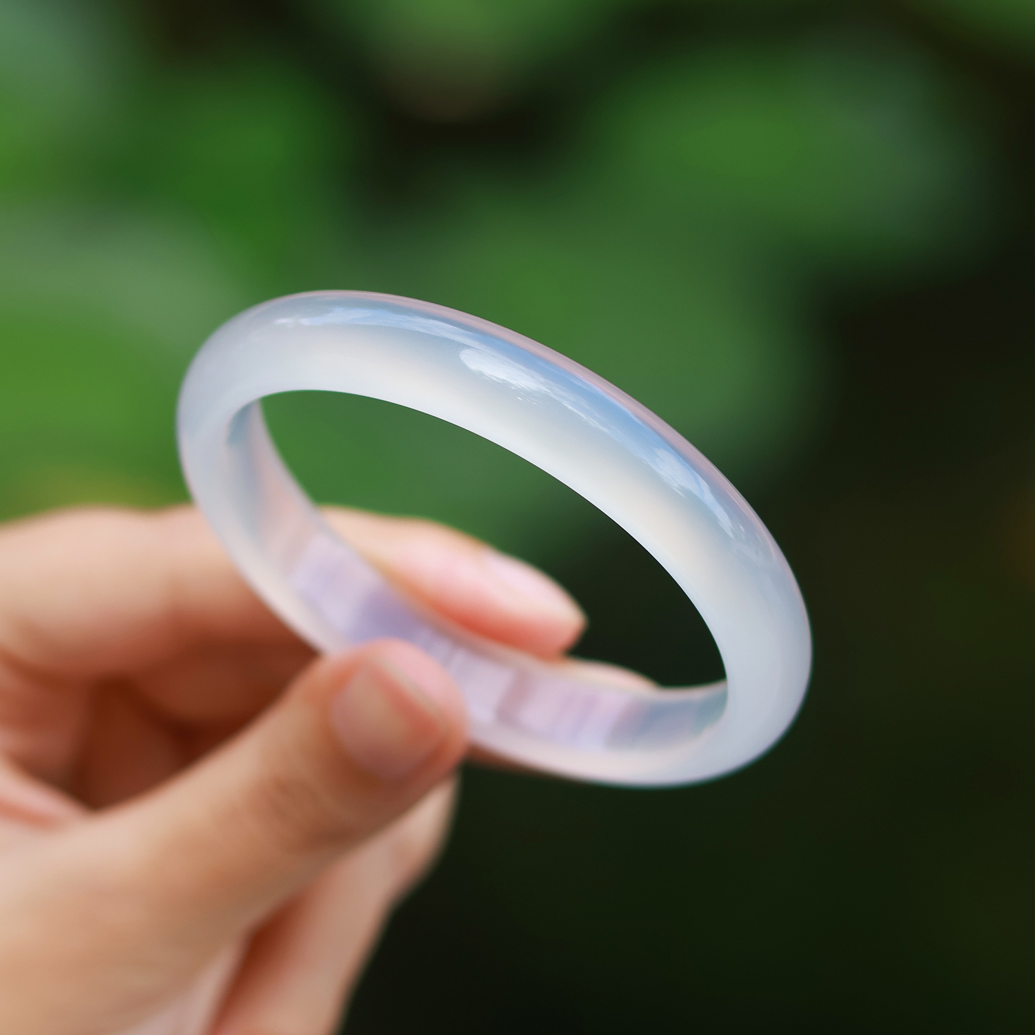 天然白月光玉髓手镯冰种玉石镯子荔枝冻玛瑙手镯女款中式国风玉镯 - 图0