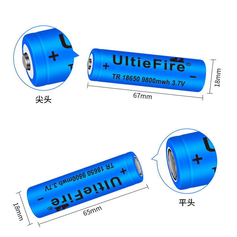 18650锂电池大容量3.7v强光手电筒头灯喊话器麦克风4.2电池充电器-图1