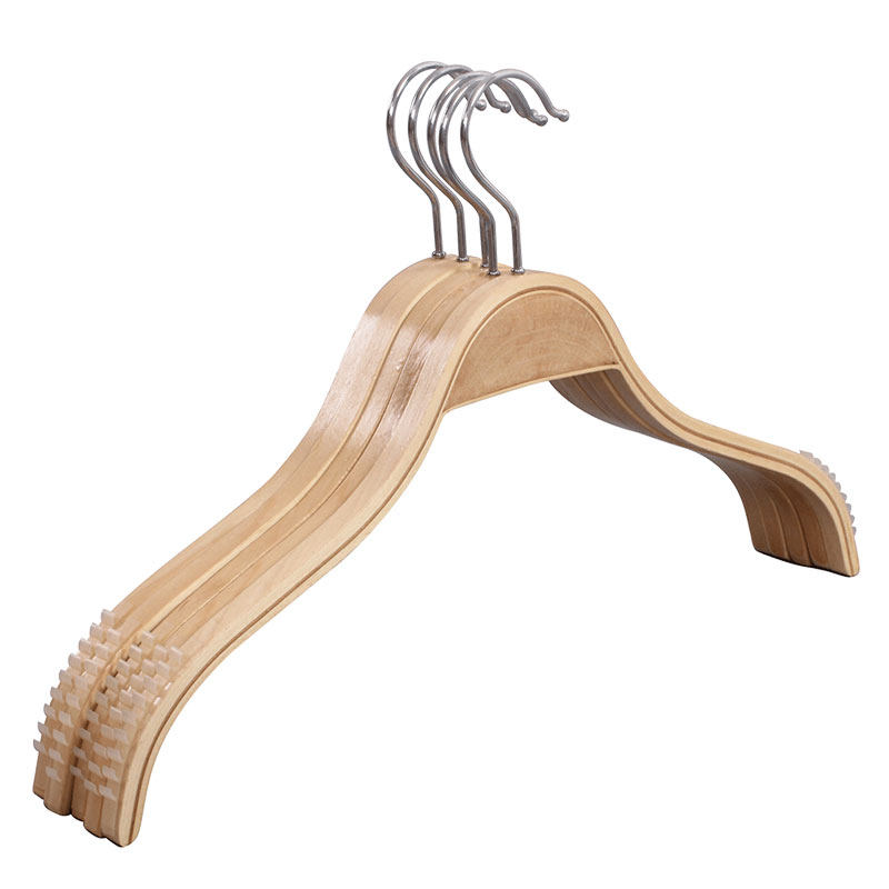 实木女士衬衫衣架防滑夹板木衣架现代简约服装店架子竹木衣架批发 - 图3