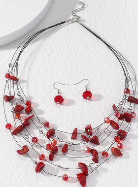 Bohemian Collarbone  Irregular Crushed Stone Necklace项链