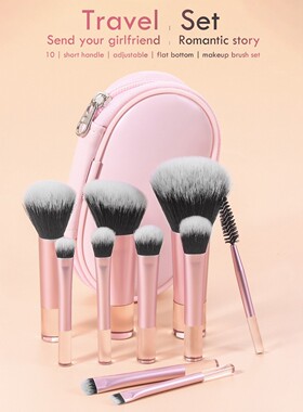 10Pcs Mini Makeup Brush Set, Soft Bristles with Zipper Bag