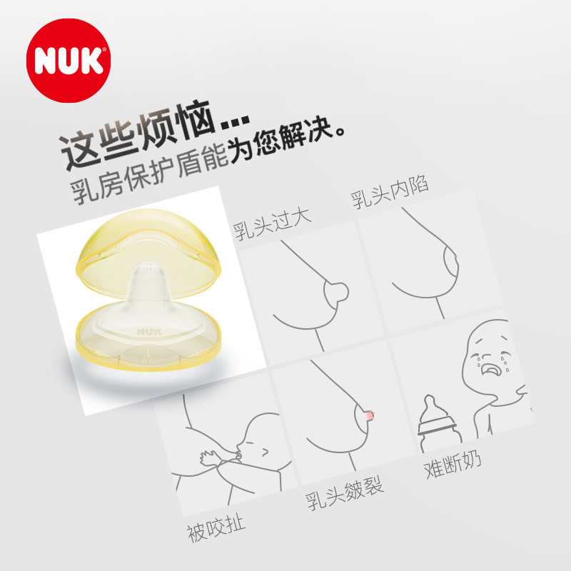 NUK德国进口硅胶乳头保护罩喂奶贴乳盾辅助矫正器超薄LM号2只装 - 图1