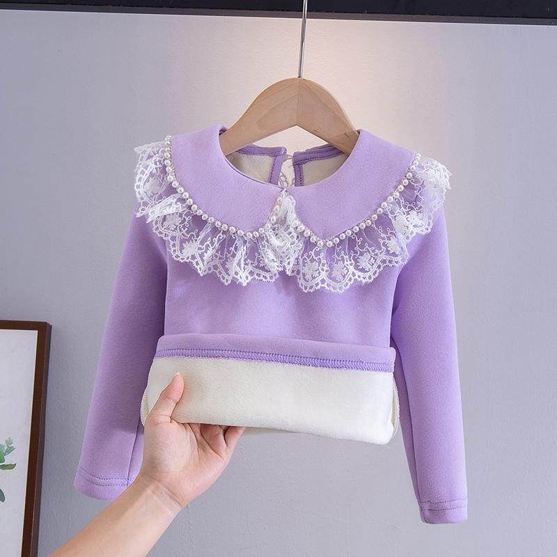 女童加绒打底衫秋冬2025新款儿童娃娃领女孩内搭长袖卫衣加厚上衣,淘宝优惠券,粉丝福利购,淘宝优惠卷