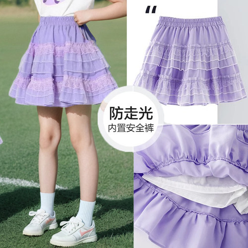 女童裙子夏季2026新款儿童短裙春秋大童半身裙女孩夏装蛋糕公主裙 - 图0
