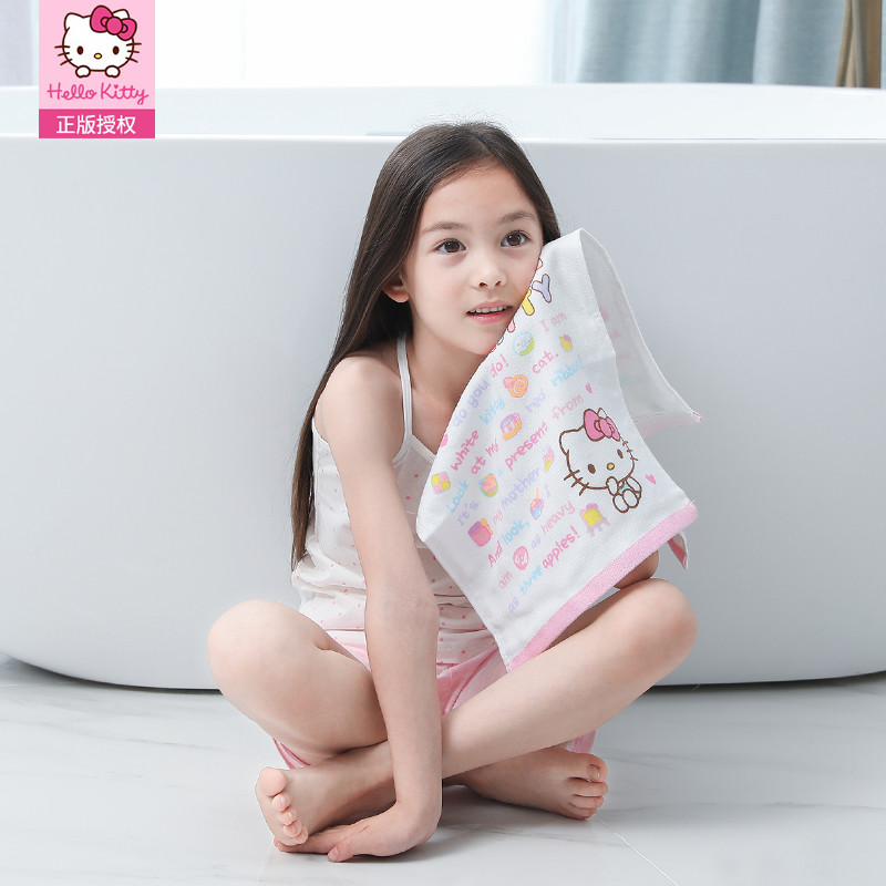 hellokitty小毛巾純棉紗布兒童洗臉面巾3條全棉柔軟吸水童巾寶寶