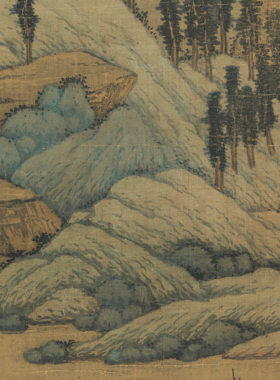 沈周 青山红树图 天博版本 国画立轴 墙面装饰 名家作品 微喷复制