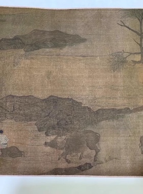 李唐 百牛图 国画长卷 美术学院 临摹学习 纸本绢布 微喷复制