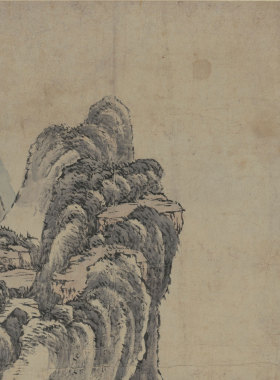 清代 高简 为迎年作山水图 国画立轴 墙面装饰 纸本绢布 微喷复制