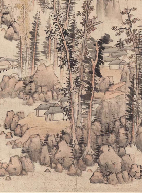 蓝瑛 长林红叶图 山水国画 挂轴装裱 墙面装饰 纸本绢布 微喷复制