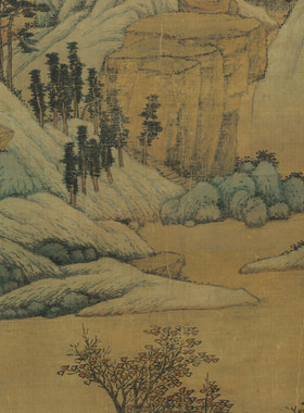 沈周 青绿山水图 墙面装饰 画芯挂轴 临摹学习 纸本绢布 微喷复制