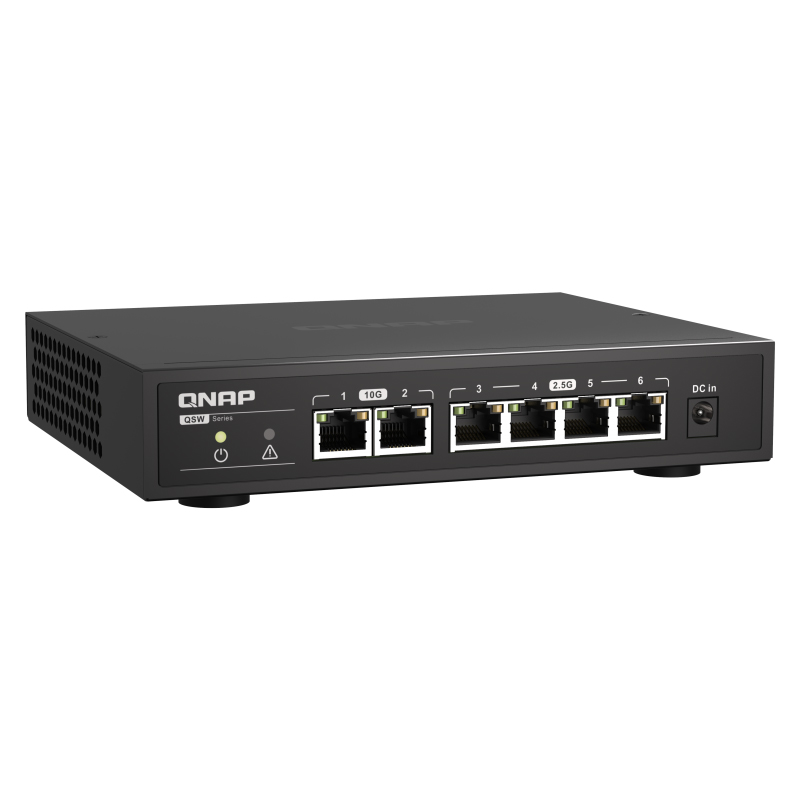 QNAP威联通QSW-2104-2T/QSW-2104-2S 6口非网管型交换机2万兆10GbE电口RJ45及4口2.5g千兆分线器家用集线器 - 图2